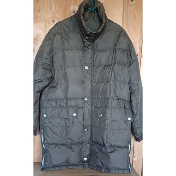 VTG COMFY Mid-Length Goose Down Quilted Car Coat Womens XL Brown Zip open sides - Picture 2 of 8